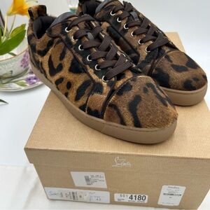 Men’s Christian Louboutin leopard affect low top sneakers size 42 made in Italy